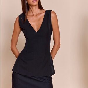 PrettyLittleThing Black V-Neck Top